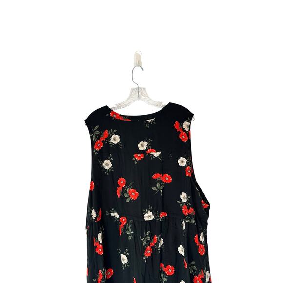 Torrid Plus Black Red Floral Casual Print V-Neck Sleeve Button Front Blouse 4X - Picture 7 of 11